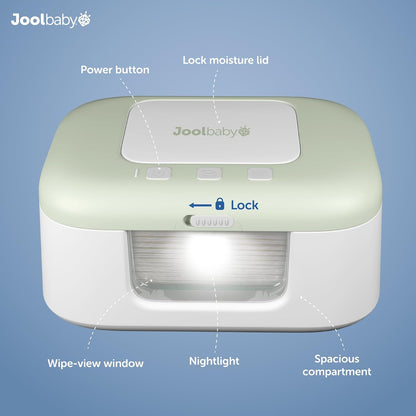 TinyBums Baby Wipe Warmer & Dispenser with LED Changing Light & On/Off Switch (Gray)
