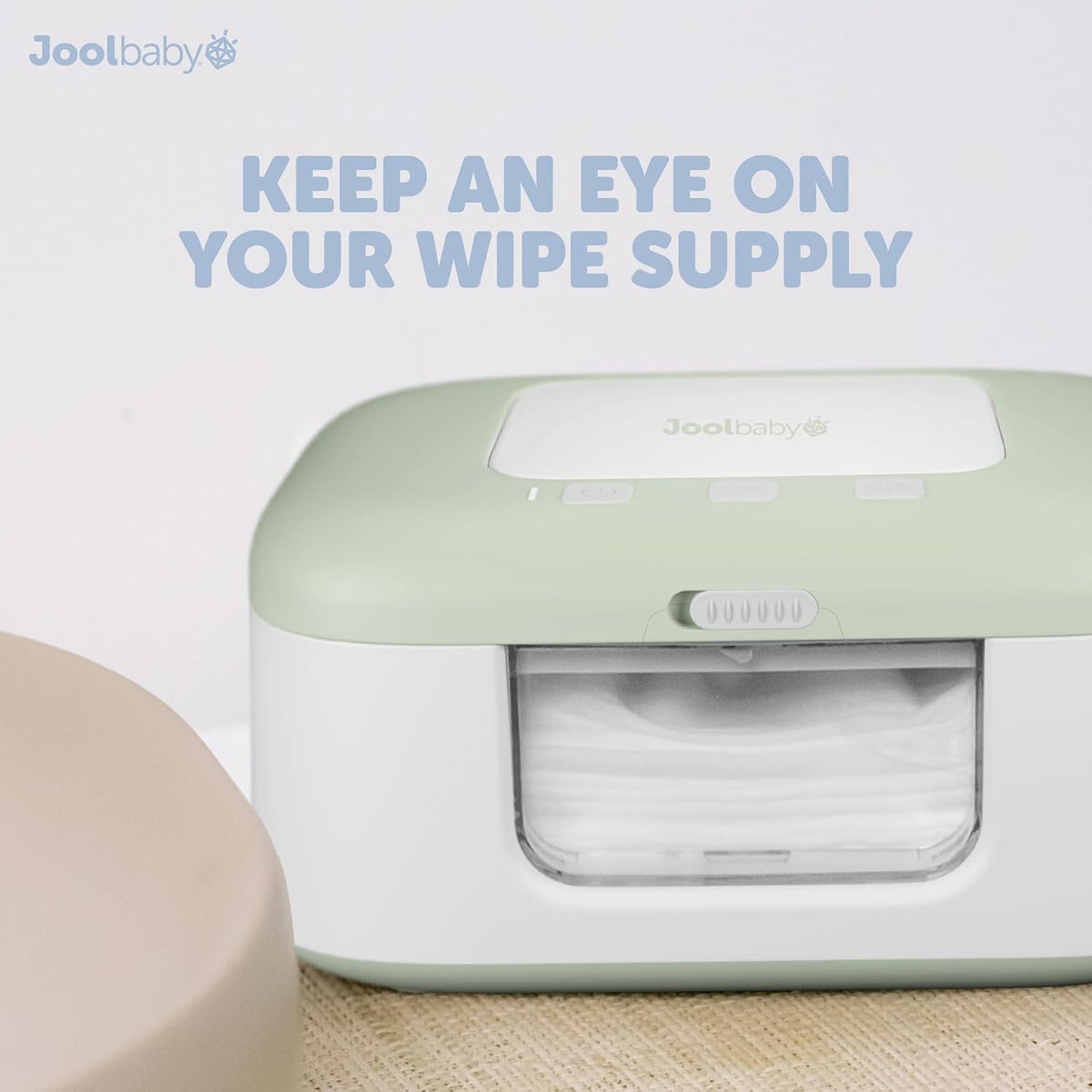 TinyBums Baby Wipe Warmer & Dispenser with LED Changing Light & On/Off Switch (Gray)