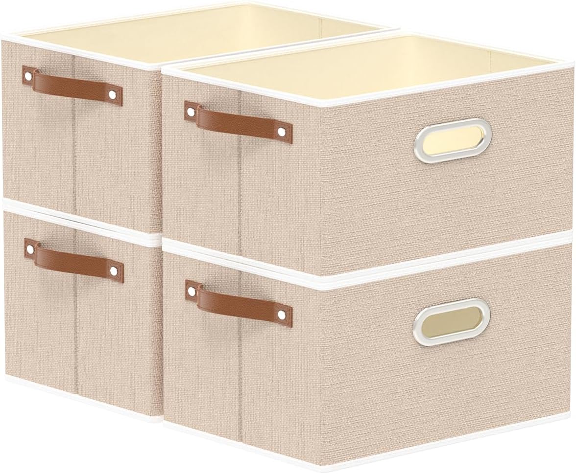 Fabric Storage Baskets,13.0x9.1x7.9in,White/Grey