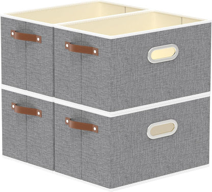 Fabric Storage Baskets,13.0x9.1x7.9in,White/Grey