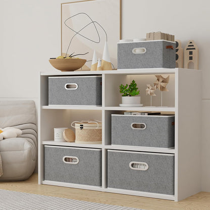 Fabric Storage Baskets,13.0x9.1x7.9in,White/Grey