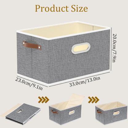 Fabric Storage Baskets,13.0x9.1x7.9in,White/Grey