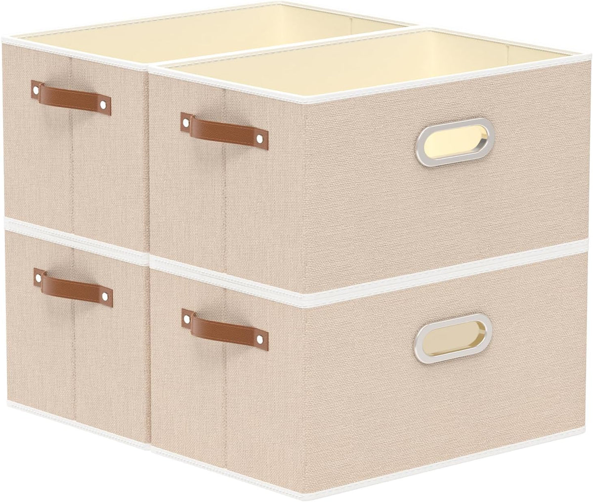 Fabric Storage Baskets,13.0x9.1x7.9in,White/Grey