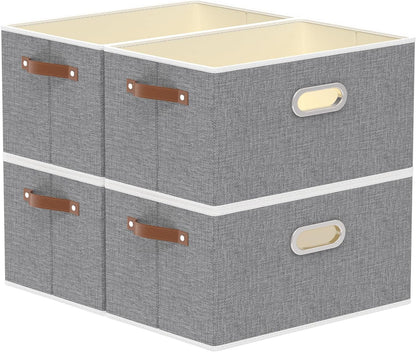 Fabric Storage Baskets,13.0x9.1x7.9in,White/Grey