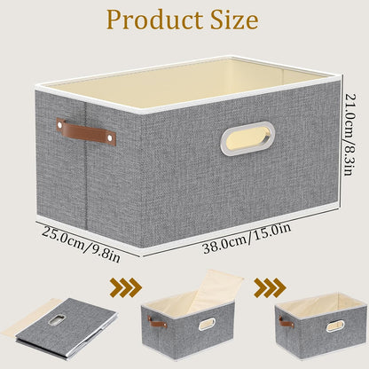 Fabric Storage Baskets,13.0x9.1x7.9in,White/Grey