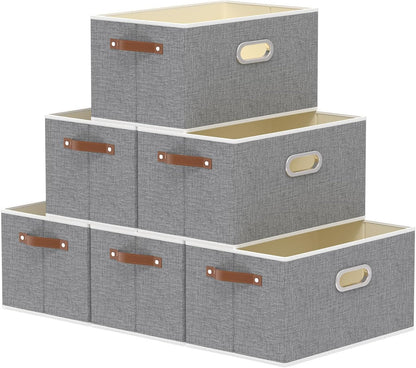 Fabric Storage Baskets,13.0x9.1x7.9in,White/Grey