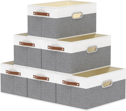 Fabric Storage Baskets,13.0x9.1x7.9in,White/Grey
