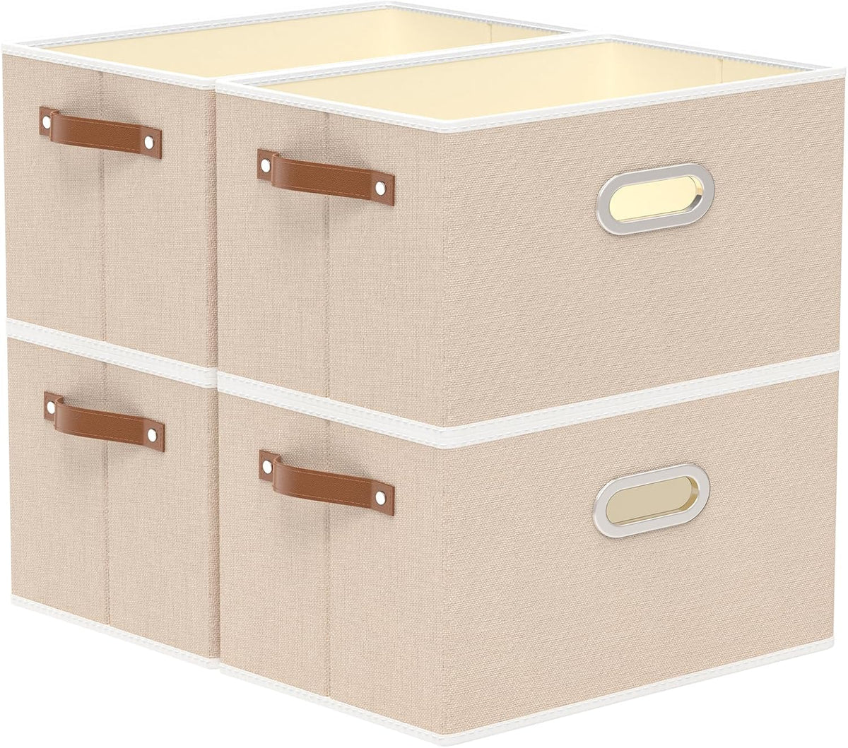 Fabric Storage Baskets,13.0x9.1x7.9in,White/Grey