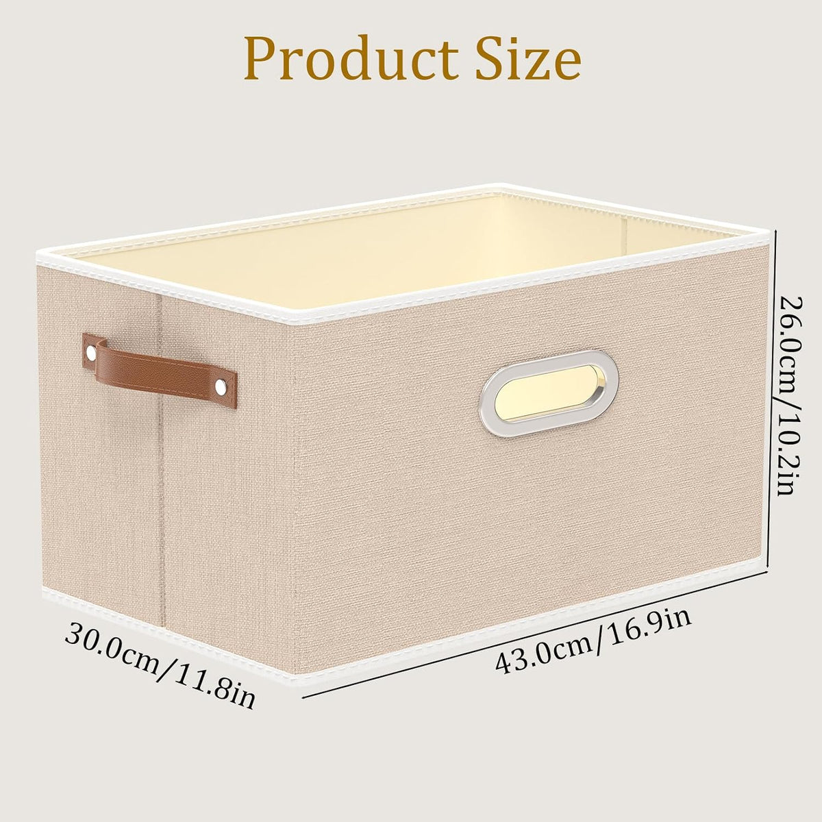 Fabric Storage Baskets,13.0x9.1x7.9in,White/Grey