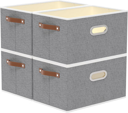 Fabric Storage Baskets,13.0x9.1x7.9in,White/Grey