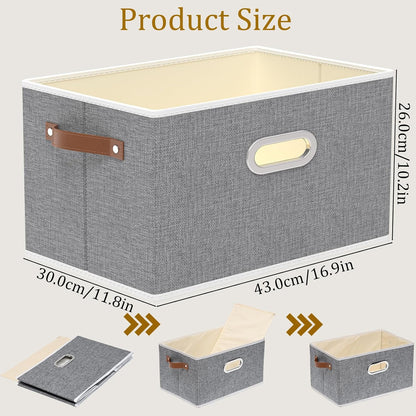 Fabric Storage Baskets,13.0x9.1x7.9in,White/Grey