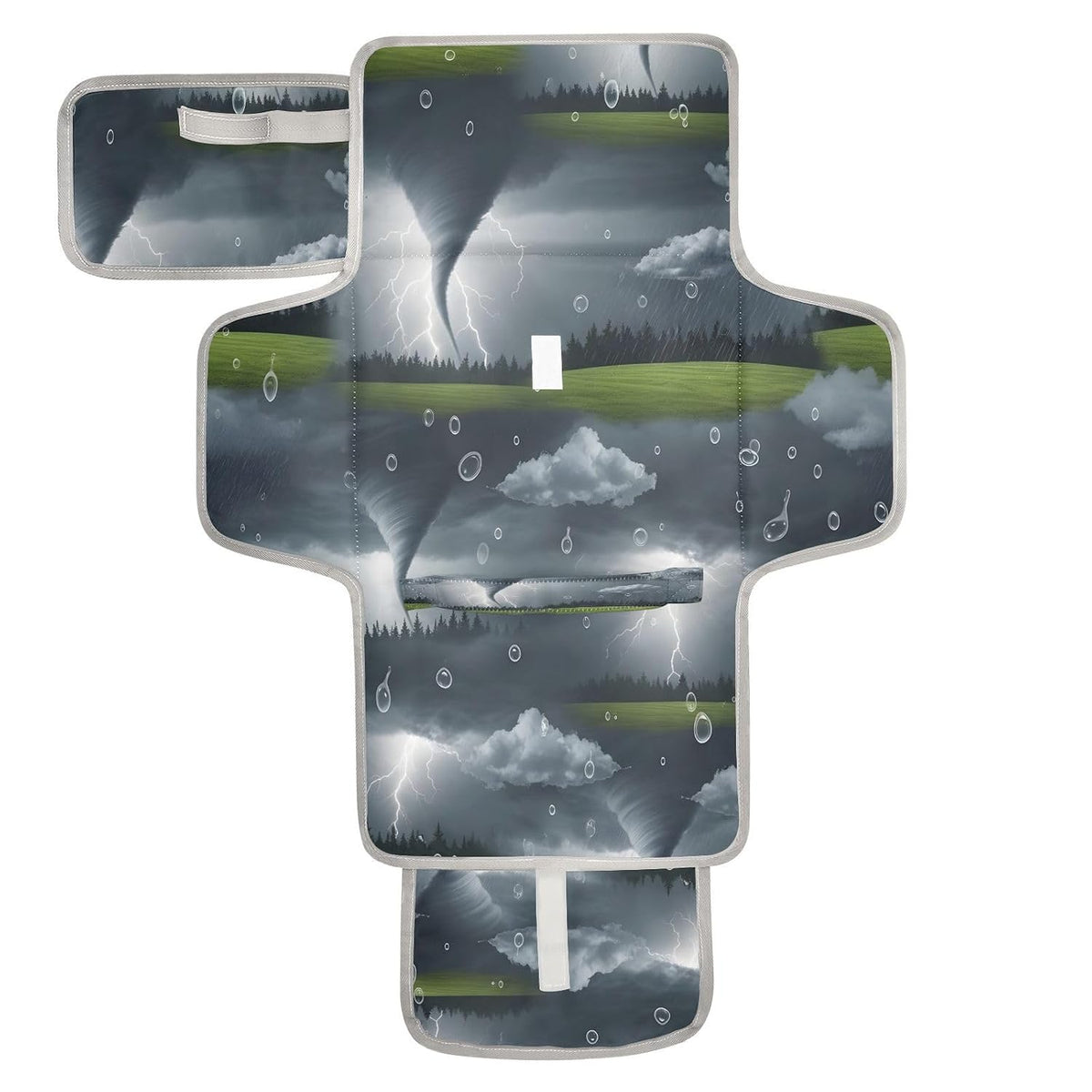 Dark Clouds Portable Changing Pad with Pillow, Waterproof Travel Changing Mat with Soft Cushion, Foldable Diaper Changing Pad, Travel Essential Shower Registry Gifts