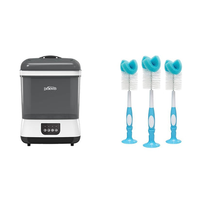 All-in-One Sterilizer and Dryer for Baby Bottles, Parts & Other Newborn Essentials & Baby Bottle Cleaning Brush with Sponge and Scrubber - Blue - 3-Pack