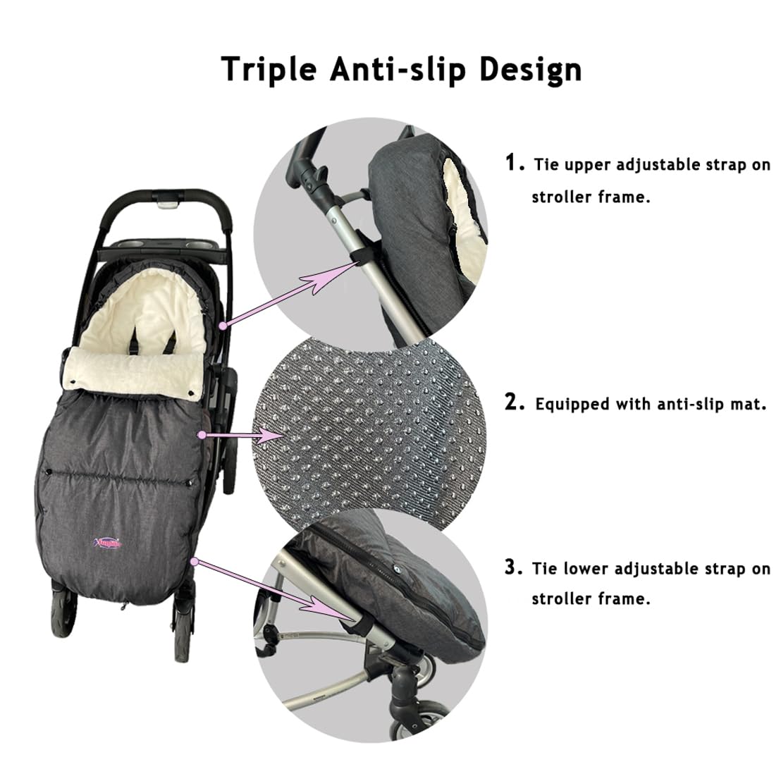 Cozy Toe Stroller Bunting Bag,Soft Coral Fleece Lining,Weather Proof Universal Footmuff Adaptable for Strollers Joggers Pushchair