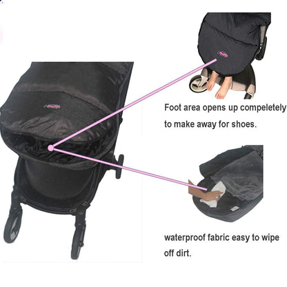 Cozy Toe Stroller Bunting Bag,Soft Coral Fleece Lining,Weather Proof Universal Footmuff Adaptable for Strollers Joggers Pushchair