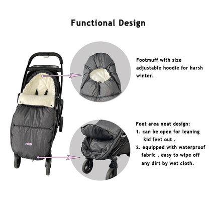 Cozy Toe Stroller Bunting Bag,Soft Coral Fleece Lining,Weather Proof Universal Footmuff Adaptable for Strollers Joggers Pushchair