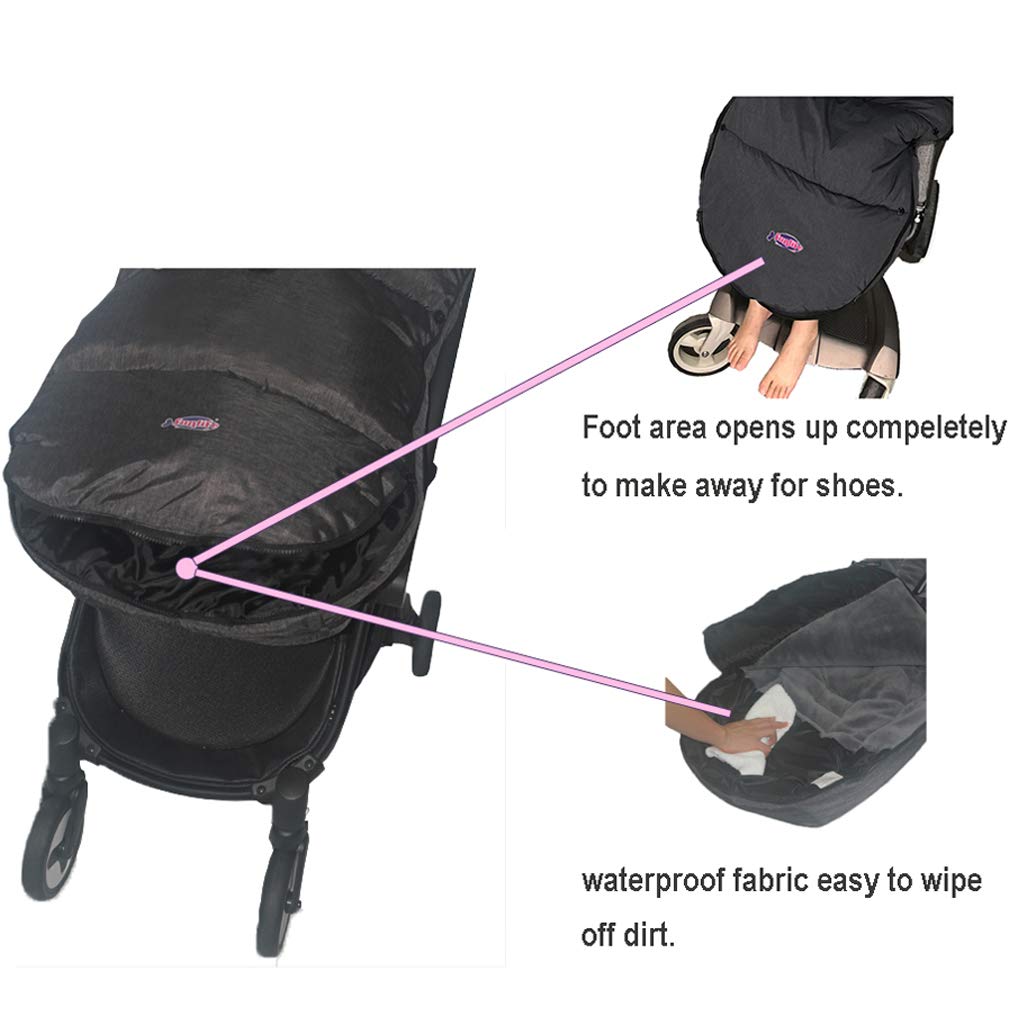 Cozy Toe Stroller Bunting Bag,Soft Coral Fleece Lining,Weather Proof Universal Footmuff Adaptable for Strollers Joggers Pushchair