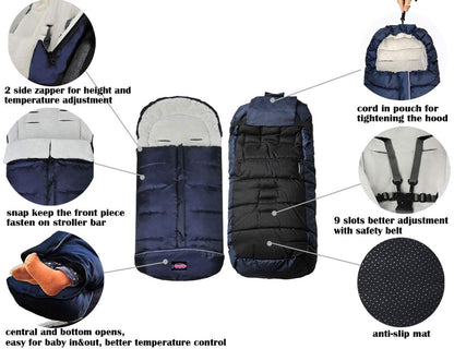 Cozy Toe Stroller Bunting Bag,Soft Coral Fleece Lining,Weather Proof Universal Footmuff Adaptable for Strollers Joggers Pushchair