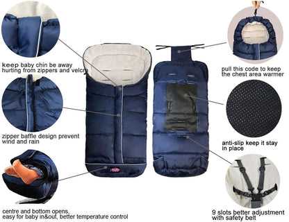 Cozy Toe Stroller Bunting Bag,Soft Coral Fleece Lining,Weather Proof Universal Footmuff Adaptable for Strollers Joggers Pushchair