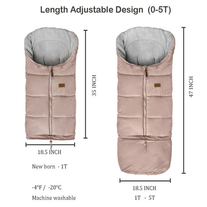Cozy Toe Stroller Bunting Bag,Soft Coral Fleece Lining,Weather Proof Universal Footmuff Adaptable for Strollers Joggers Pushchair