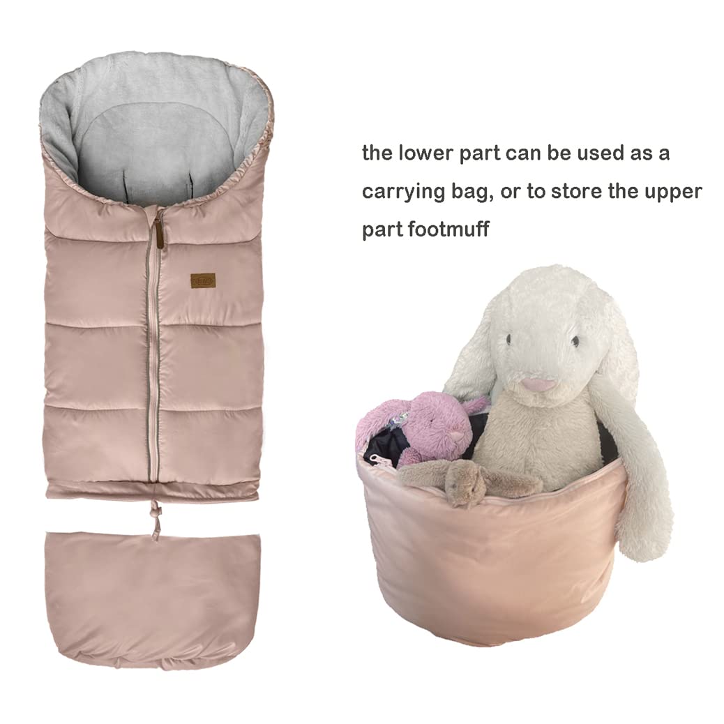 Cozy Toe Stroller Bunting Bag,Soft Coral Fleece Lining,Weather Proof Universal Footmuff Adaptable for Strollers Joggers Pushchair