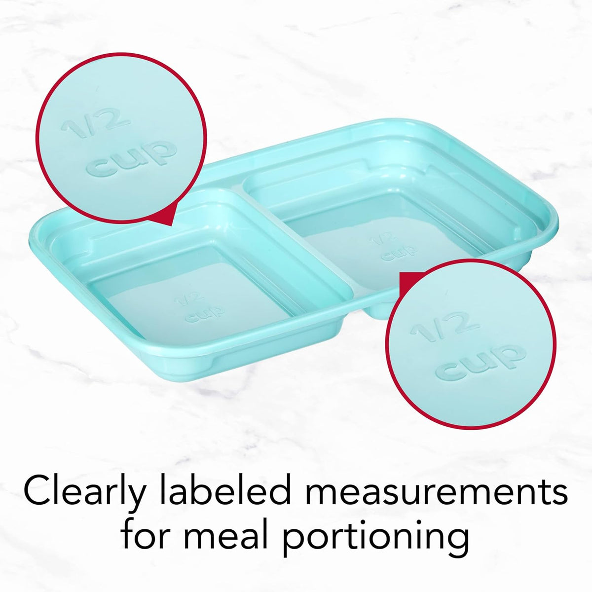 2-Compartment Food Storage Container Set with Snap-Shut Lids, Reusable Divided Snack Containers with Lids, Set of 10, Blue