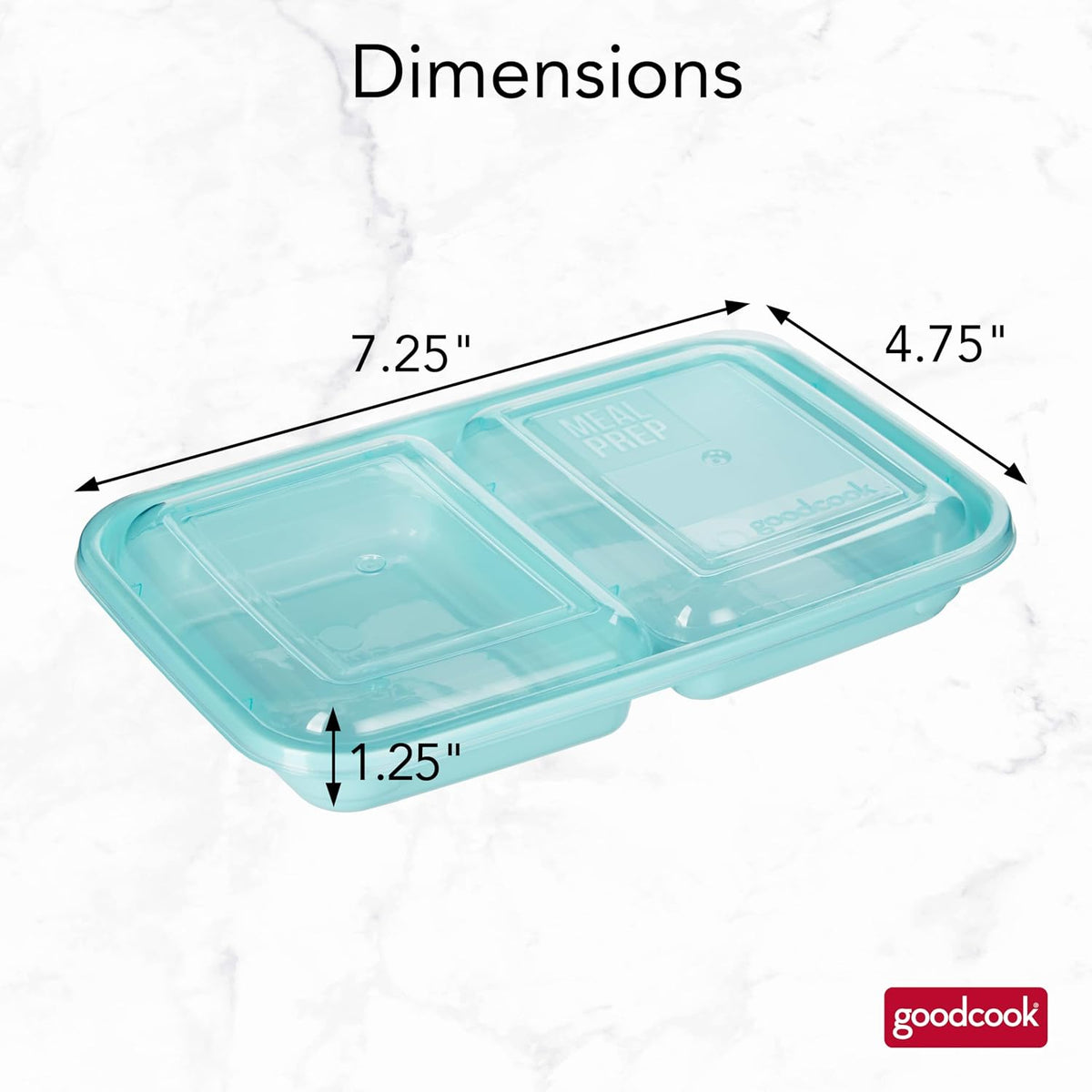 2-Compartment Food Storage Container Set with Snap-Shut Lids, Reusable Divided Snack Containers with Lids, Set of 10, Blue