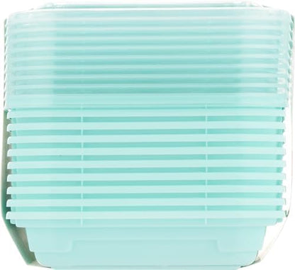 2-Compartment Food Storage Container Set with Snap-Shut Lids, Reusable Divided Snack Containers with Lids, Set of 10, Blue