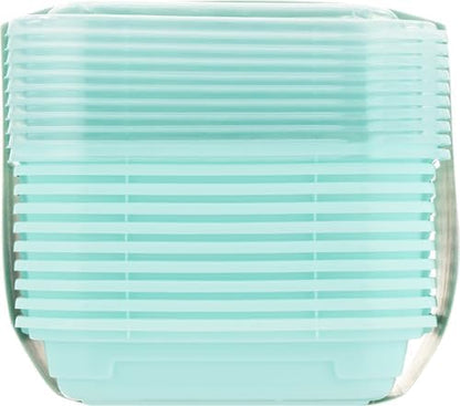 2-Compartment Food Storage Container Set with Snap-Shut Lids, Reusable Divided Snack Containers with Lids, Set of 10, Blue