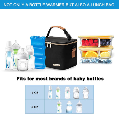Breastmilk Cooler Bag with Ice Pack Fits 6 Baby Bottles Up to 9 Ounce, Baby Bottle Bag with Shoulder Strap for Nursing Mom Daycare, Cream