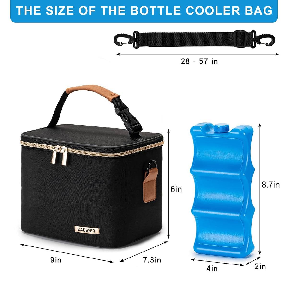 Breastmilk Cooler Bag with Ice Pack Fits 6 Baby Bottles Up to 9 Ounce, Baby Bottle Bag with Shoulder Strap for Nursing Mom Daycare, Cream