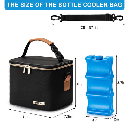 Breastmilk Cooler Bag with Ice Pack Fits 6 Baby Bottles Up to 9 Ounce, Baby Bottle Bag with Shoulder Strap for Nursing Mom Daycare, Cream