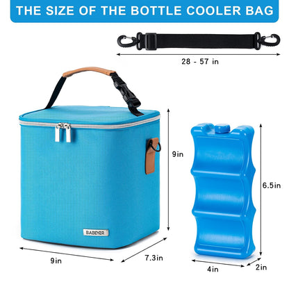 Breastmilk Cooler Bag with Ice Pack Fits 6 Baby Bottles Up to 9 Ounce, Baby Bottle Bag with Shoulder Strap for Nursing Mom Daycare, Cream