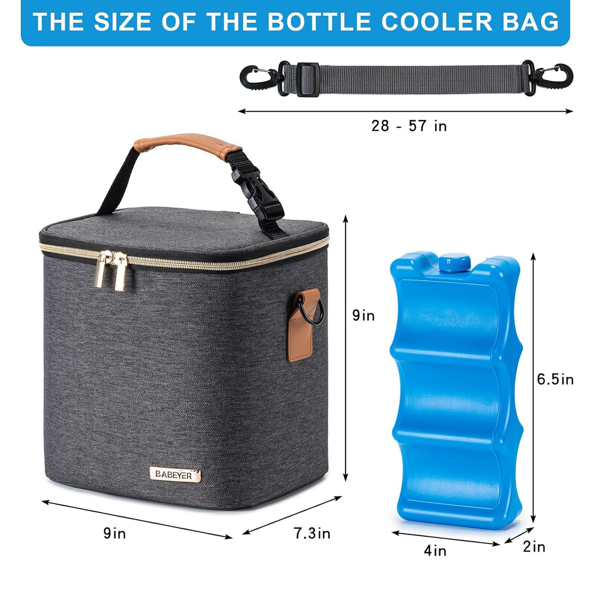 Breastmilk Cooler Bag with Ice Pack Fits 6 Baby Bottles Up to 9 Ounce, Baby Bottle Bag with Shoulder Strap for Nursing Mom Daycare, Cream