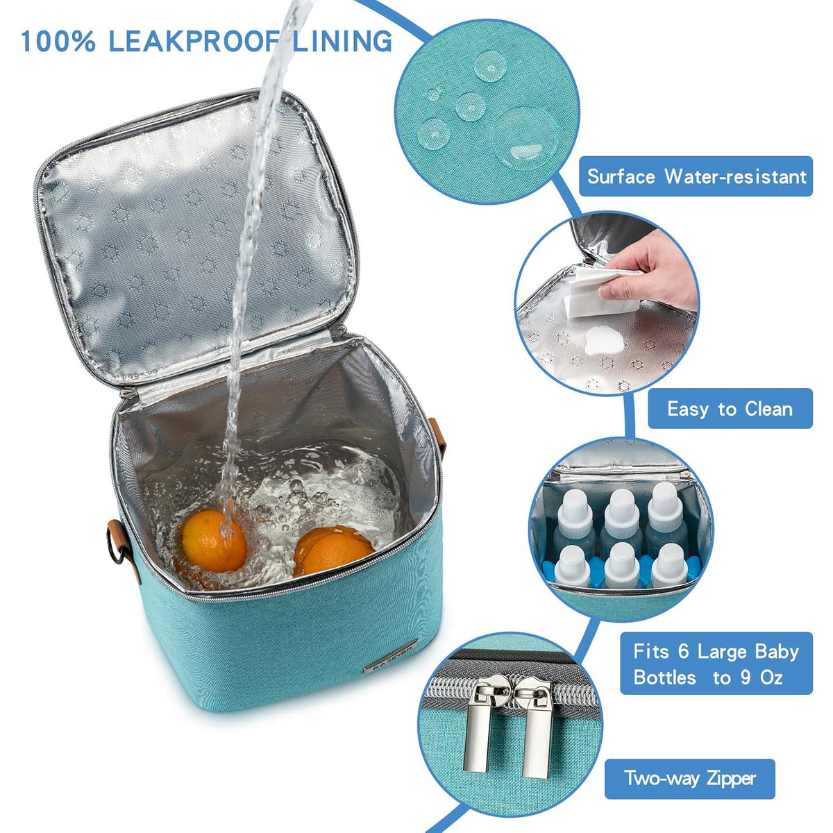 Breastmilk Cooler Bag with Ice Pack Fits 6 Baby Bottles Up to 9 Ounce, Baby Bottle Bag with Shoulder Strap for Nursing Mom Daycare, Cream