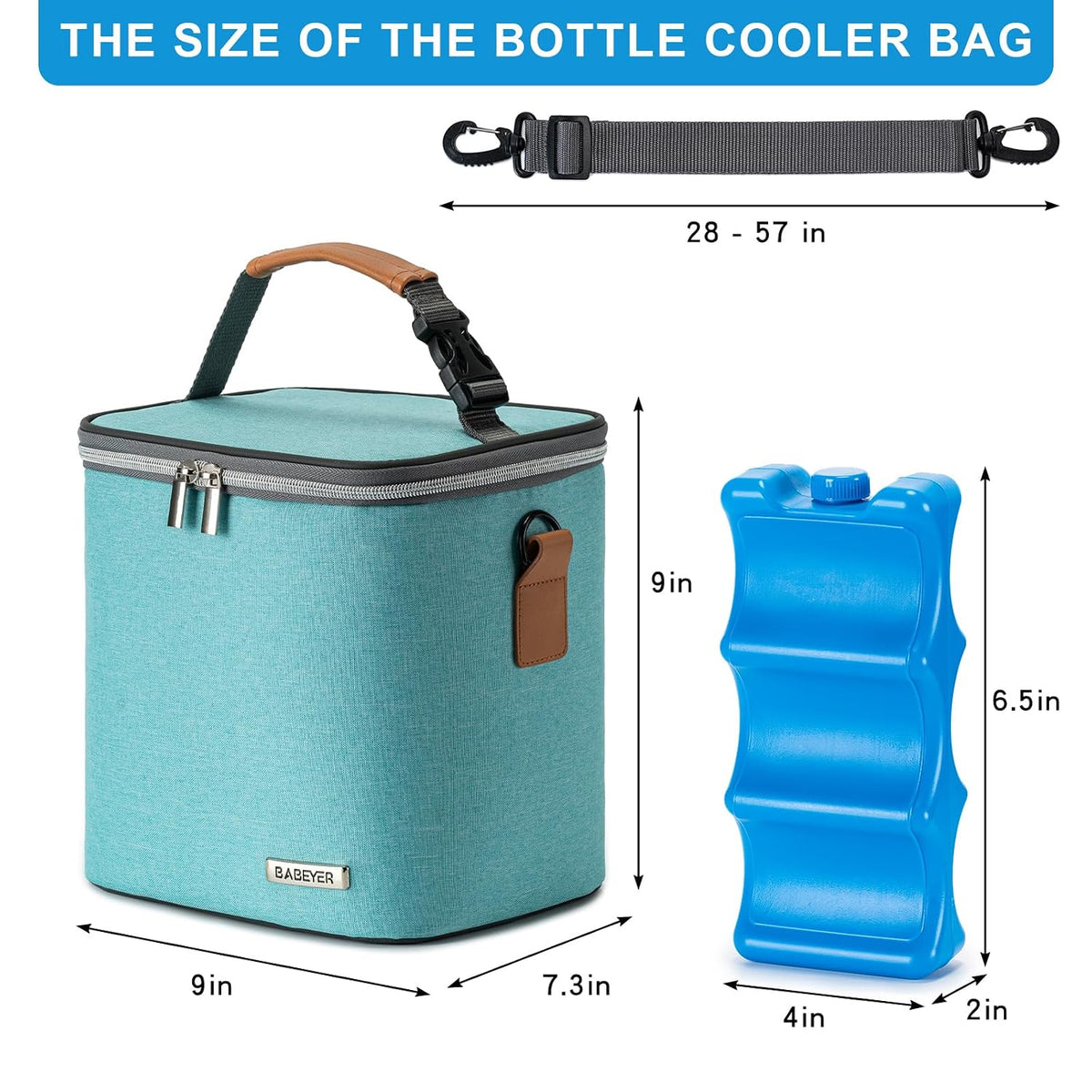 Breastmilk Cooler Bag with Ice Pack Fits 6 Baby Bottles Up to 9 Ounce, Baby Bottle Bag with Shoulder Strap for Nursing Mom Daycare, Cream