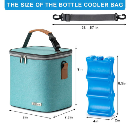 Breastmilk Cooler Bag with Ice Pack Fits 6 Baby Bottles Up to 9 Ounce, Baby Bottle Bag with Shoulder Strap for Nursing Mom Daycare, Cream