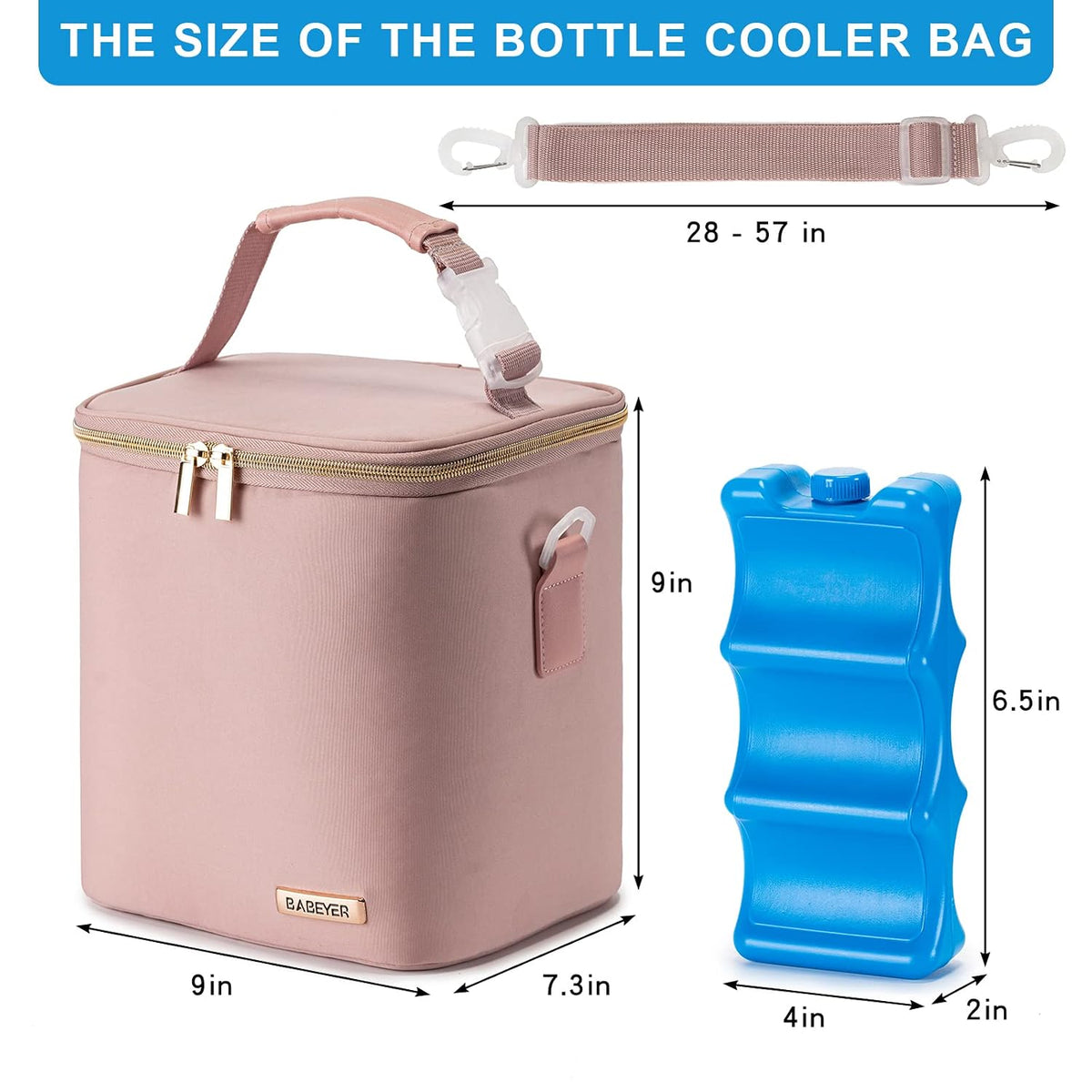 Breastmilk Cooler Bag with Ice Pack Fits 6 Baby Bottles Up to 9 Ounce, Baby Bottle Bag with Shoulder Strap for Nursing Mom Daycare, Cream