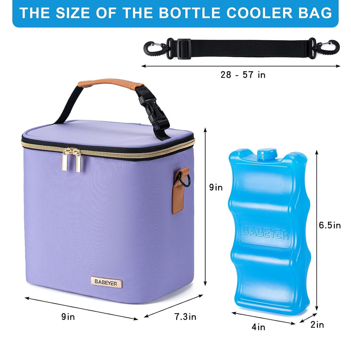 Breastmilk Cooler Bag with Ice Pack Fits 6 Baby Bottles Up to 9 Ounce, Baby Bottle Bag with Shoulder Strap for Nursing Mom Daycare, Cream