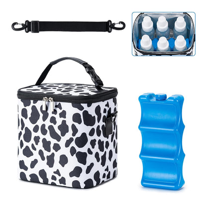 Breastmilk Cooler Bag with Ice Pack Fits 6 Baby Bottles Up to 9 Ounce, Baby Bottle Bag with Shoulder Strap for Nursing Mom Daycare, Cream
