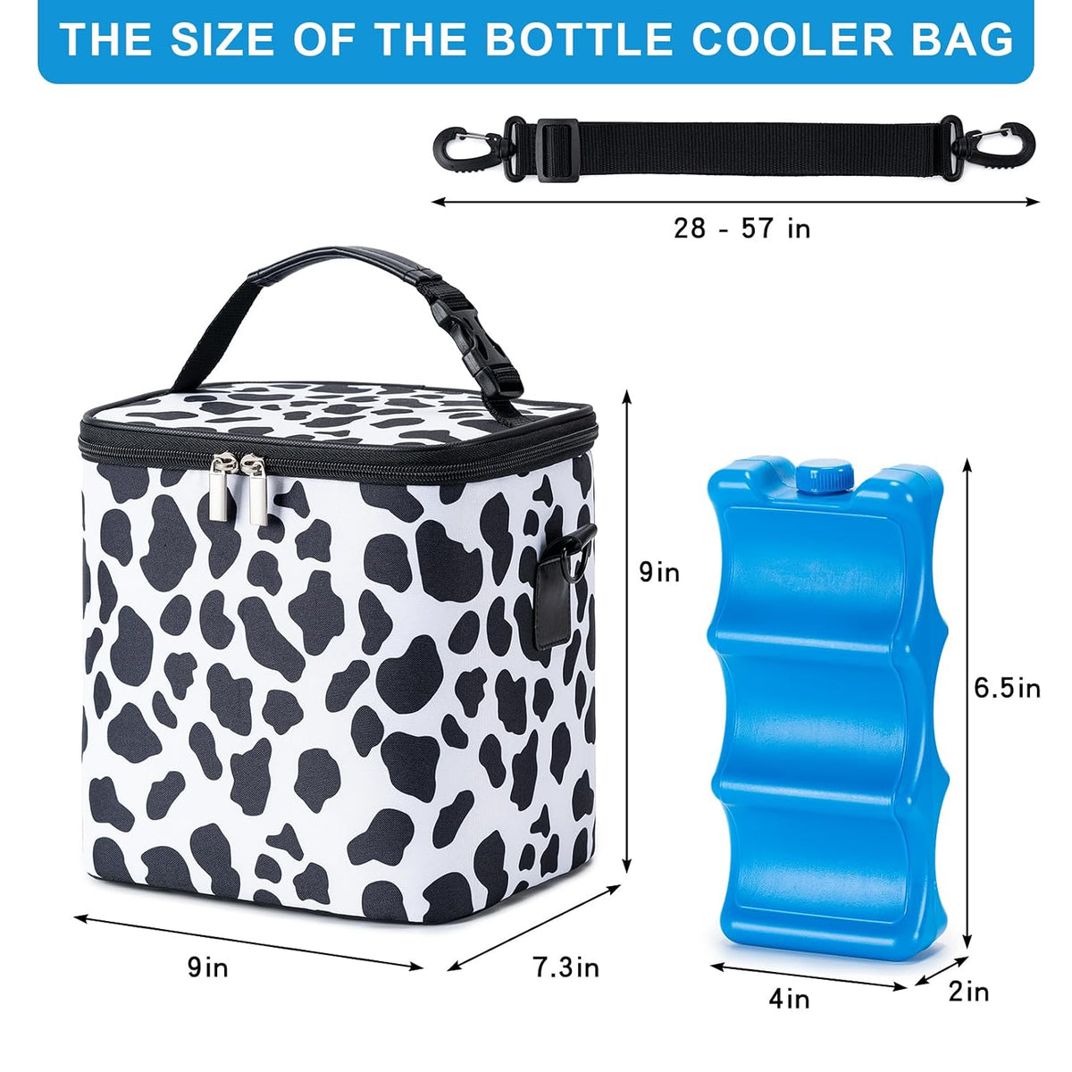 Breastmilk Cooler Bag with Ice Pack Fits 6 Baby Bottles Up to 9 Ounce, Baby Bottle Bag with Shoulder Strap for Nursing Mom Daycare, Cream