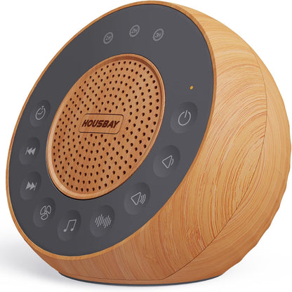White Noise Machine with 31 Soothing Sounds, 5W Loud Stereo Sound, Auto-Off Timer, Adjustable Volume, Sleep Sound Machine for Baby, Kid, Adult -Wood Grain
