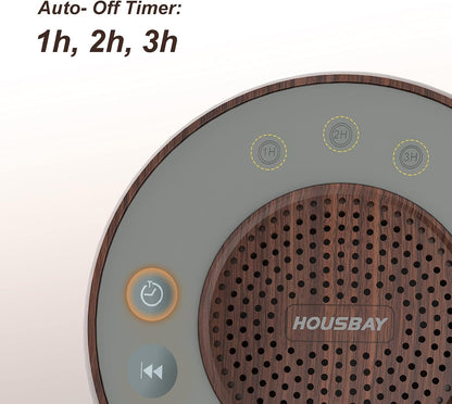 White Noise Machine with 31 Soothing Sounds, 5W Loud Stereo Sound, Auto-Off Timer, Adjustable Volume, Sleep Sound Machine for Baby, Kid, Adult -Wood Grain