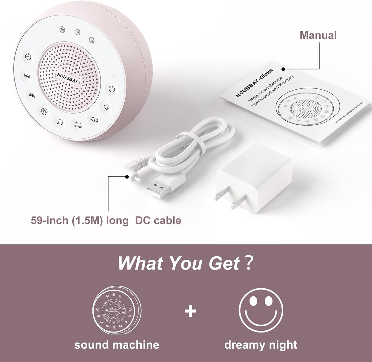 White Noise Machine with 31 Soothing Sounds, 5W Loud Stereo Sound, Auto-Off Timer, Adjustable Volume, Sleep Sound Machine for Baby, Kid, Adult -Wood Grain