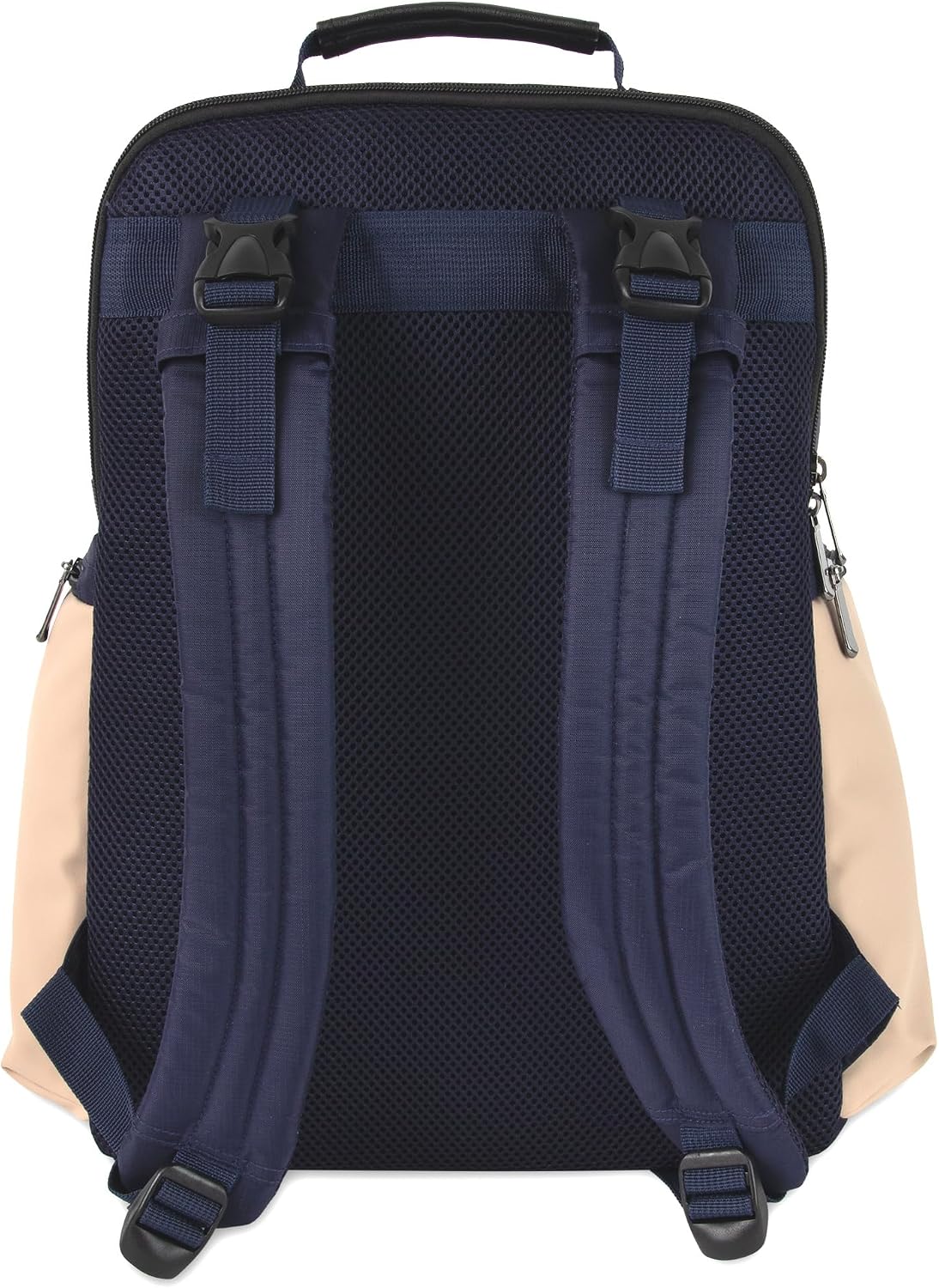Baby Essentials Super Cooler Two Compartment Diaper Bag Backpack with Changing Pad, Stroller Straps, Insulated Bottle Compartment (Navy/Tan)