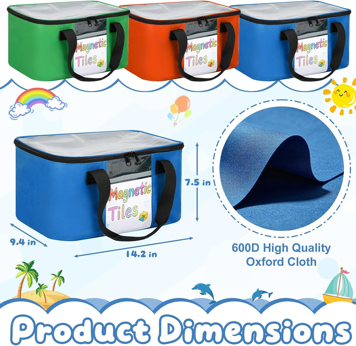 Magnetic Tiles Storage Bag Fit for Magnetic Tiles, LEGO, Toy