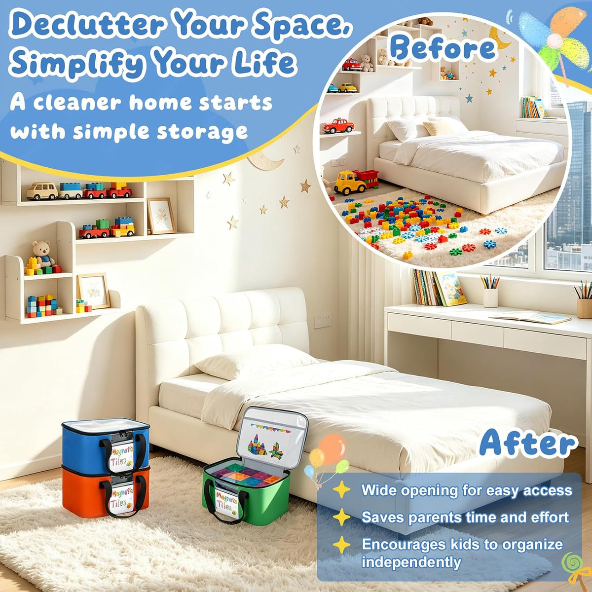 Magnetic Tiles Storage Bag Fit for Magnetic Tiles, LEGO, Toy