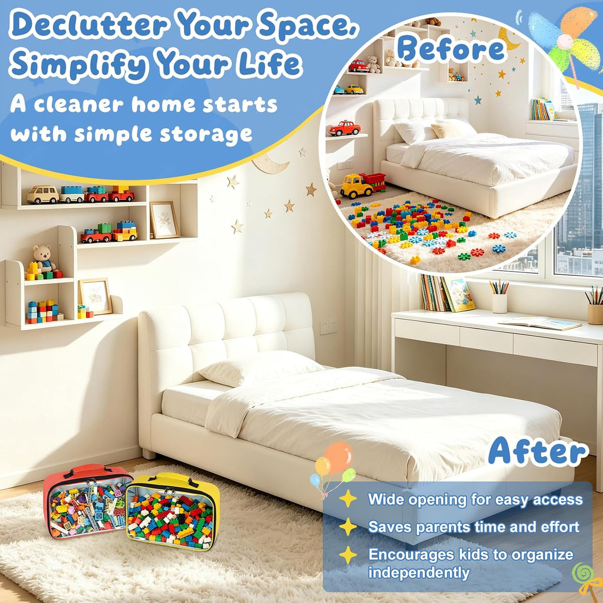 Magnetic Tiles Storage Bag Fit for Magnetic Tiles, LEGO, Toy