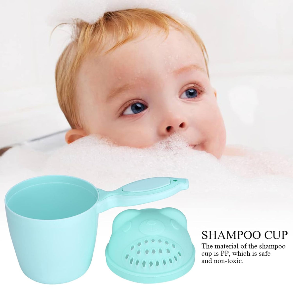 Baby Bath Shampoo Rinse Cup, Cute Shower Sprinkler Wash Hair Bathing Flusher Water Scoop for Eyes and Ears (Roseate)