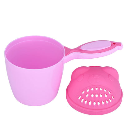 Baby Bath Shampoo Rinse Cup, Cute Shower Sprinkler Wash Hair Bathing Flusher Water Scoop for Eyes and Ears (Roseate)